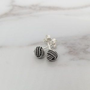 Sterling Silver Oxidize Love Knot Stud Earrings